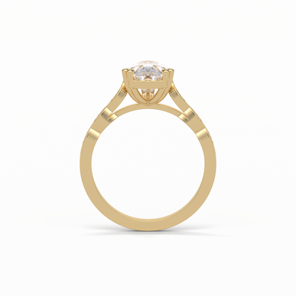 1.93 CT Pear Cut Pave Style Moissanite Engagement Ring