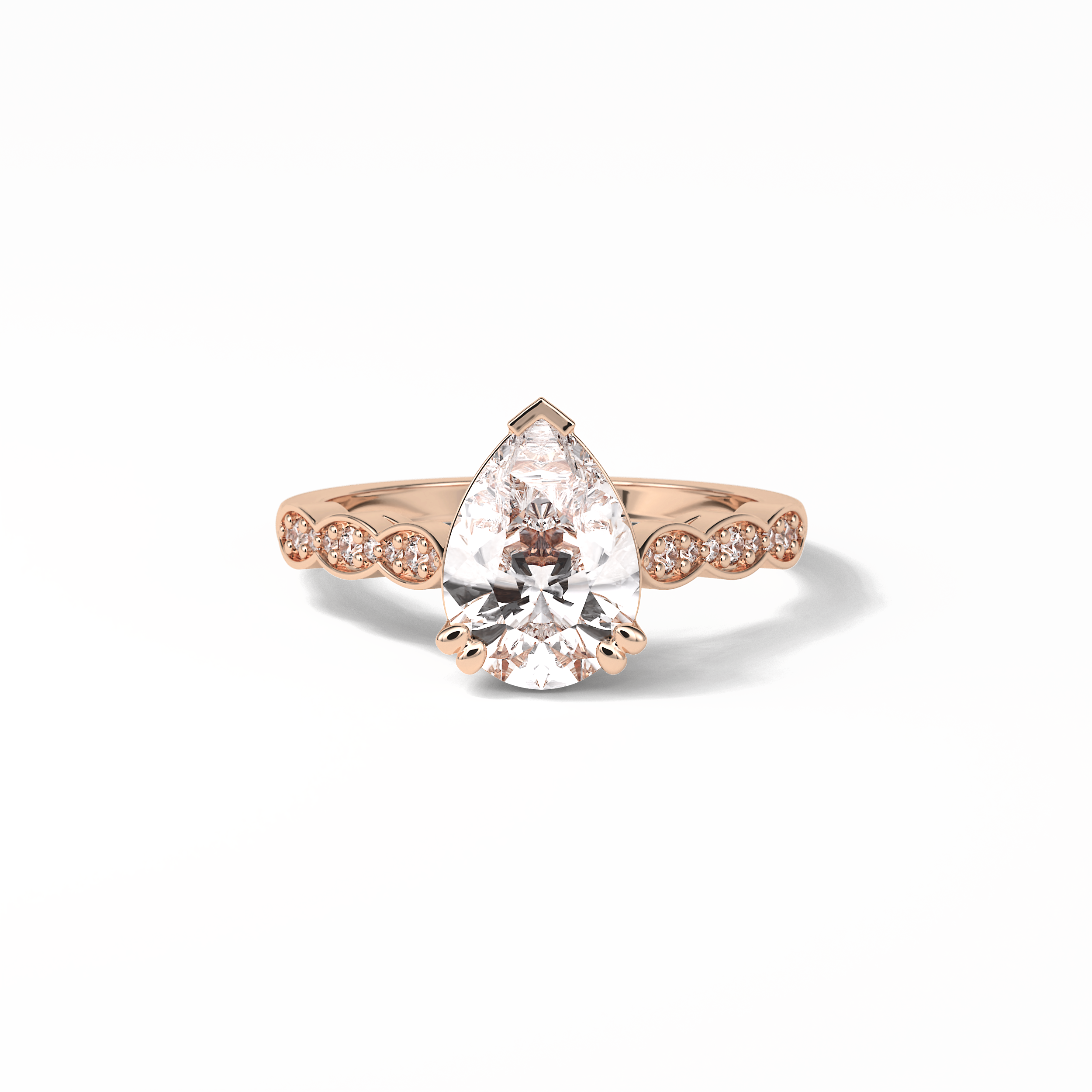 1.93 CT Pear Cut Pave Style Moissanite Engagement Ring 15