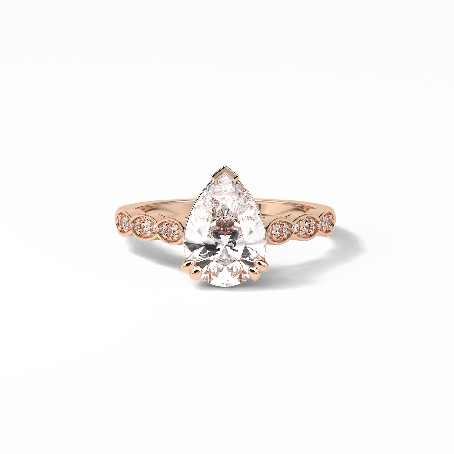 1.93 CT Pear Cut Pave Style Moissanite Engagement Ring