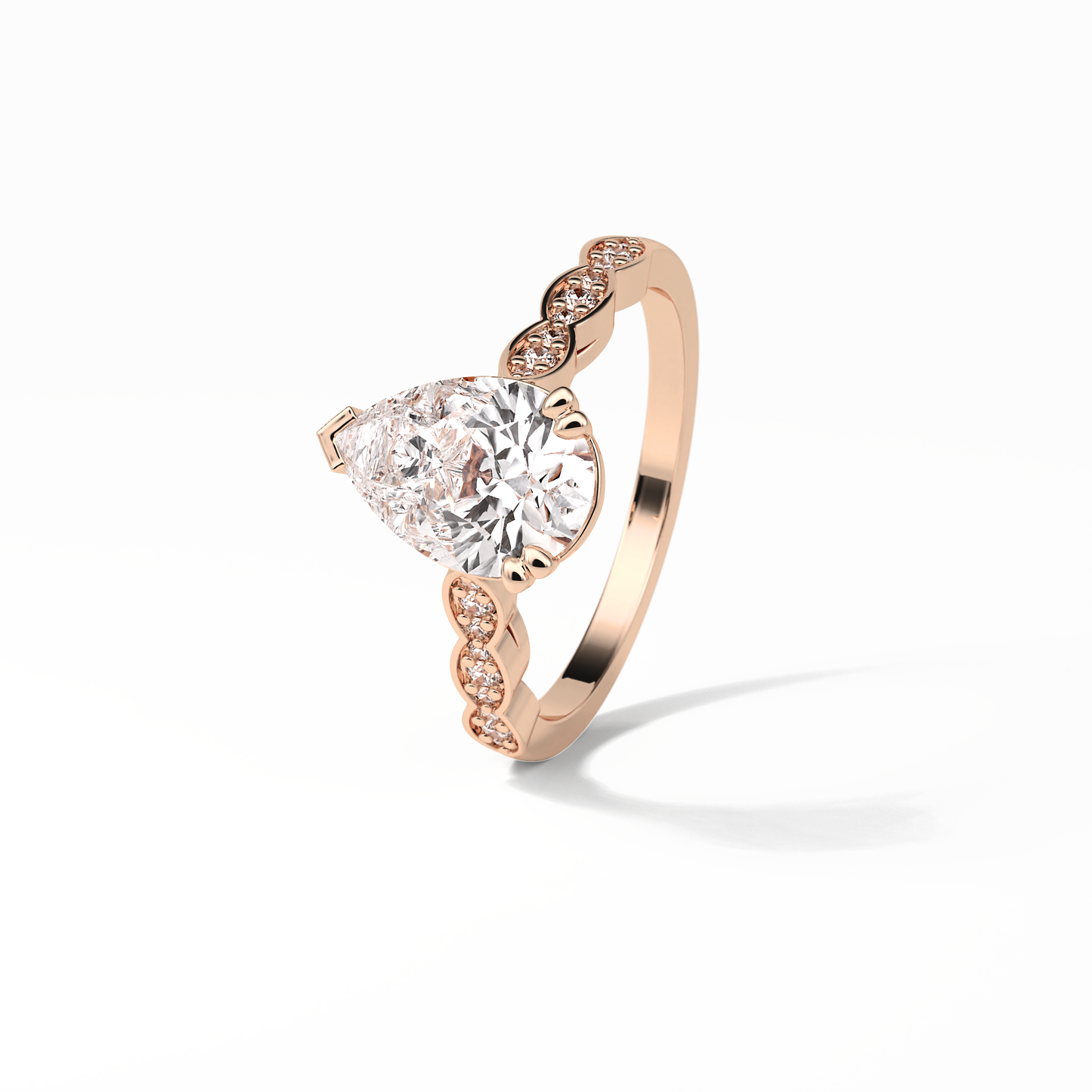 1.93 CT Pear Cut Pave Style Moissanite Engagement Ring
