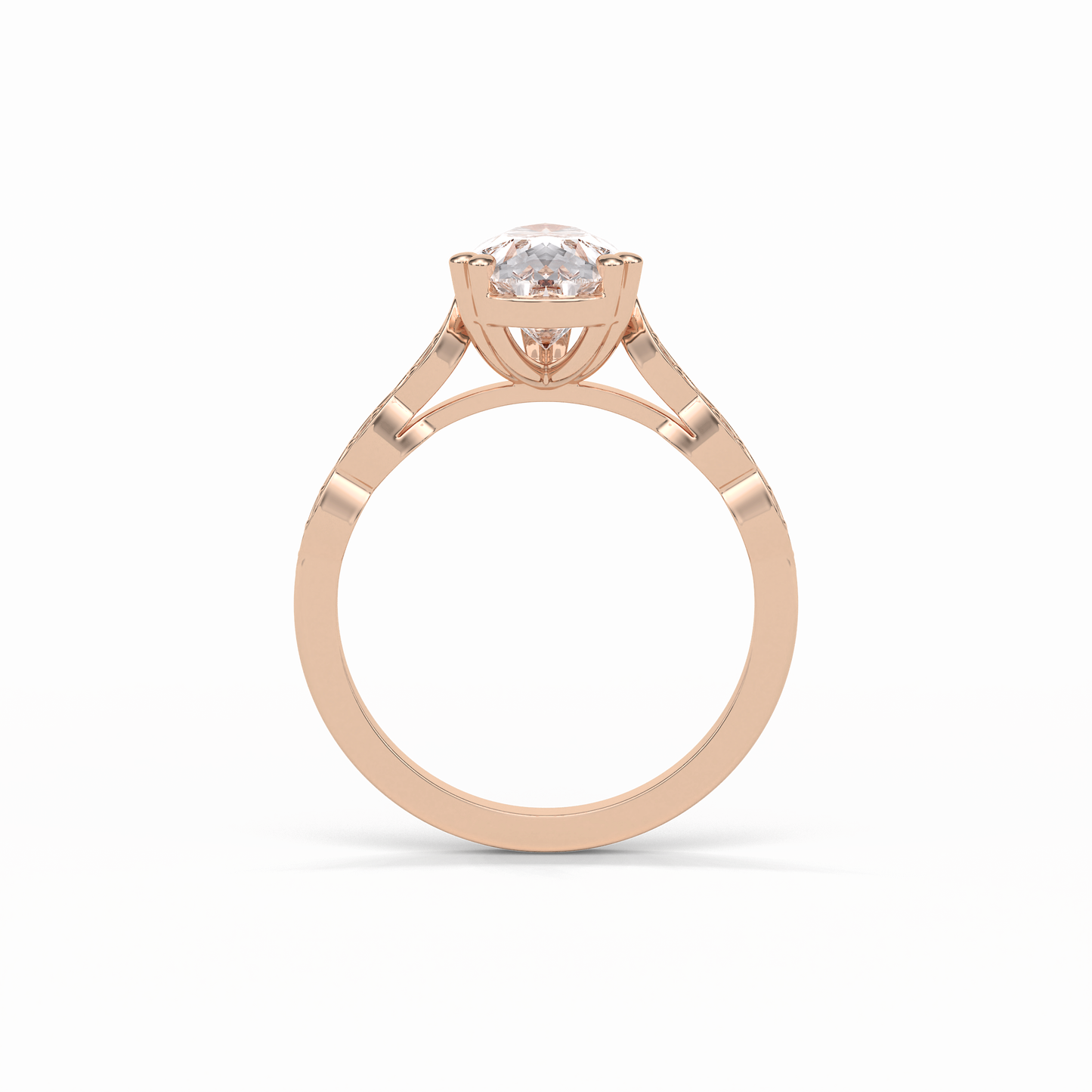 1.93 CT Pear Cut Pave Style Moissanite Engagement Ring