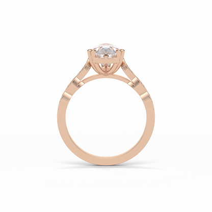 1.93 CT Pear Cut Pave Style Moissanite Engagement Ring