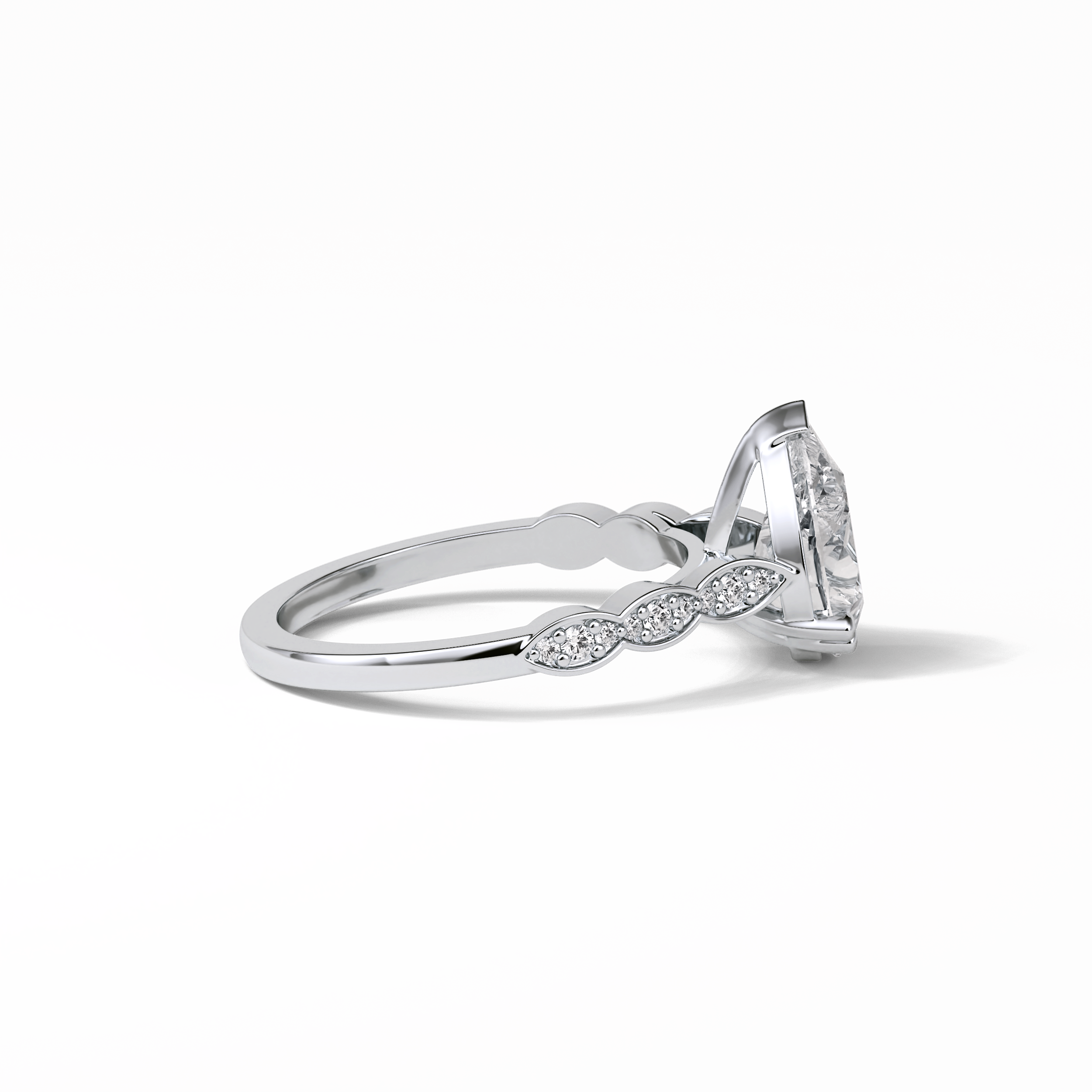 1.93 CT Pear Cut Pave Style Moissanite Engagement Ring 4