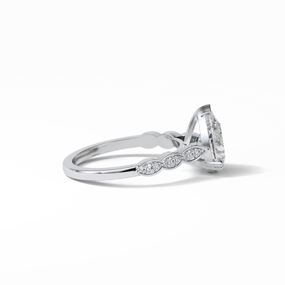 1.93 CT Pear Cut Pave Style Moissanite Engagement Ring