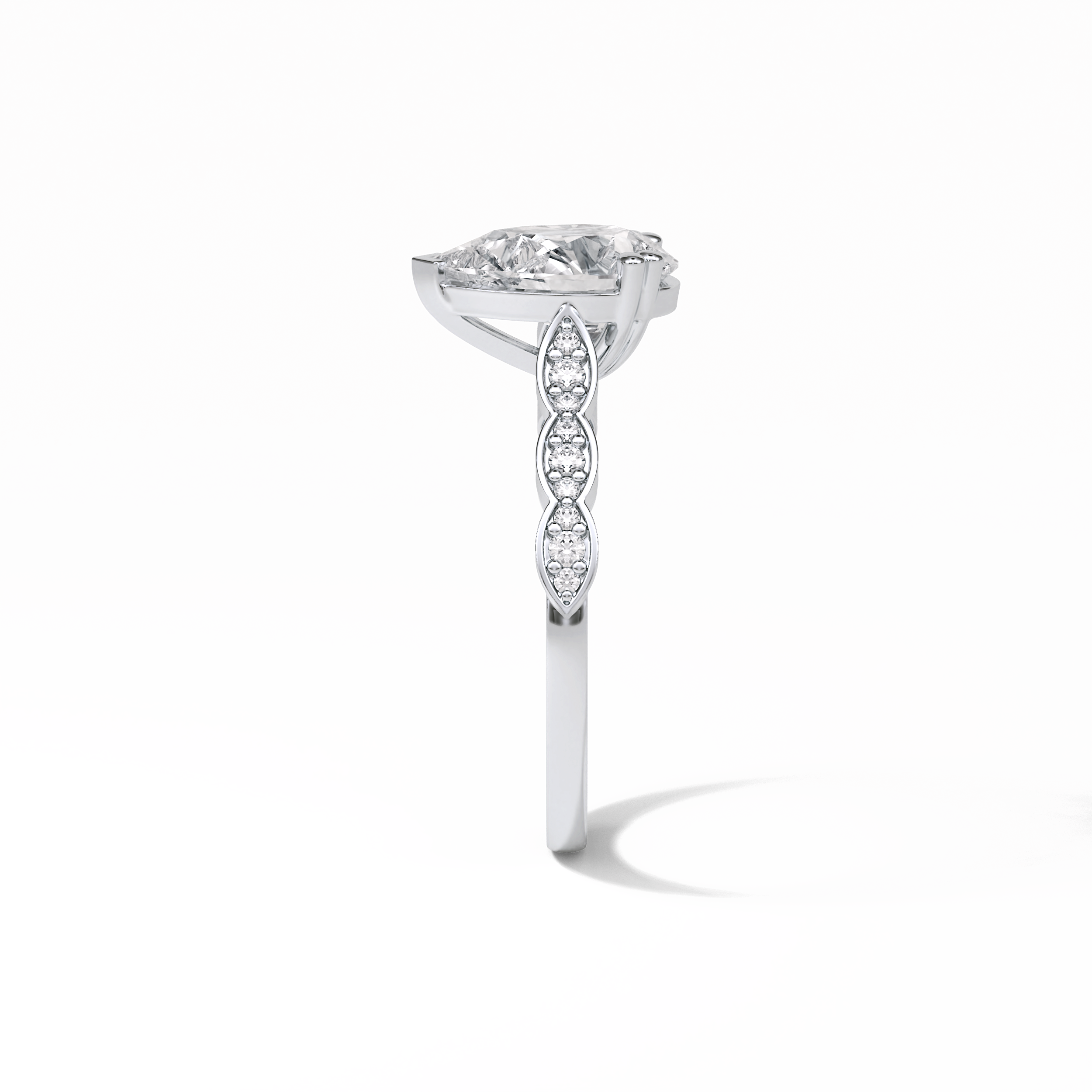 1.93 CT Pear Cut Pave Style Moissanite Engagement Ring 5