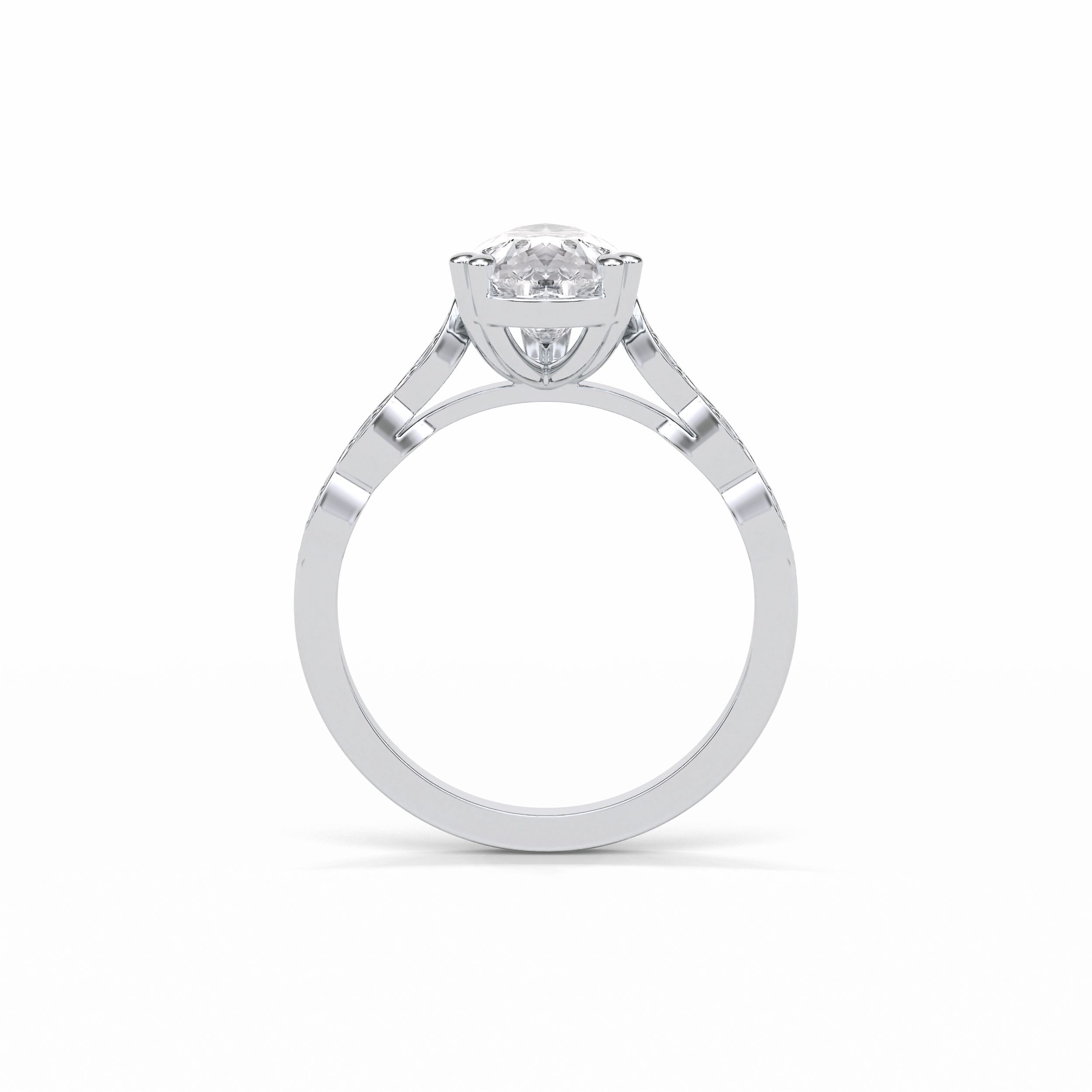 1.93 CT Pear Cut Pave Style Moissanite Engagement Ring 2