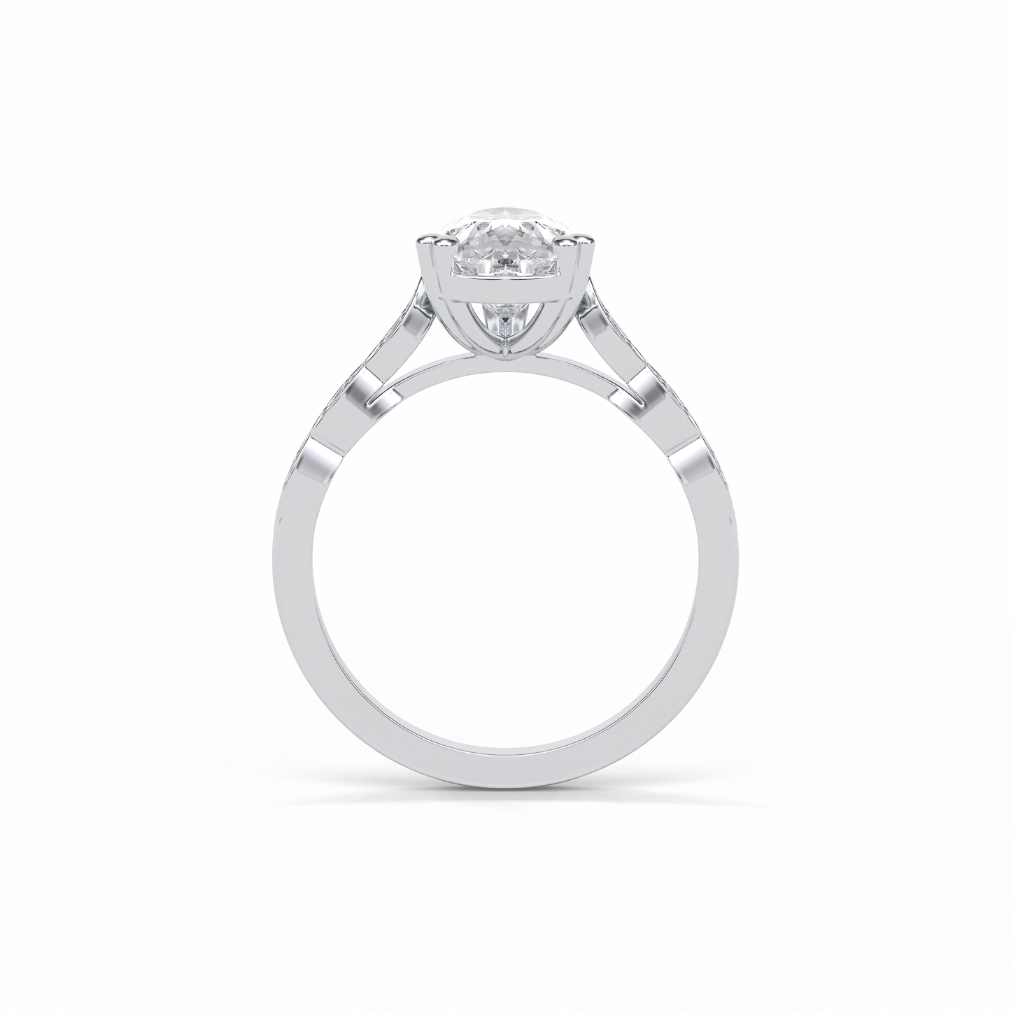 1.93 CT Pear Cut Pave Style Moissanite Engagement Ring