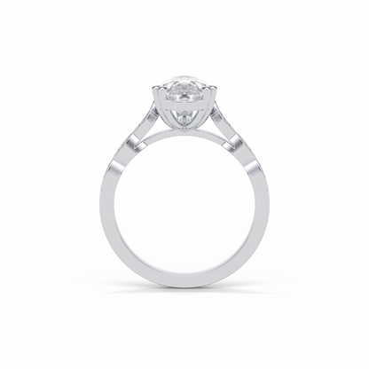 1.93 CT Pear Cut Pave Style Moissanite Engagement Ring