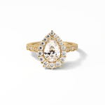 1.93 CT Pear Cut Pave & Halo Style Moissanite Engagement Ring 8