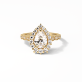1.93 CT Pear Cut Pave & Halo Style Moissanite Engagement Ring 8