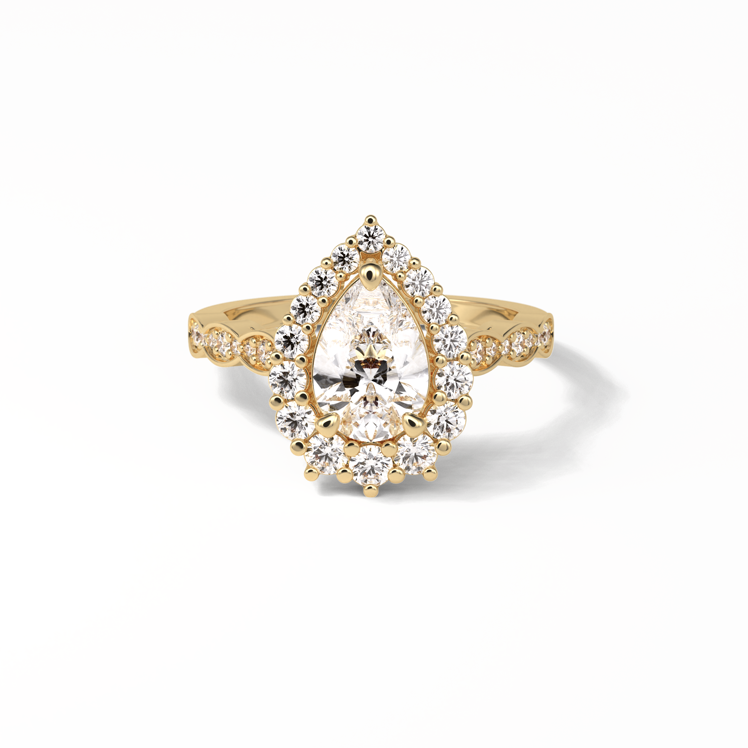 1.93 CT Pear Cut Pave & Halo Style Moissanite Engagement Ring 8