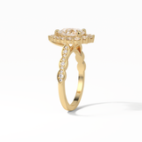 1.93 CT Pear Cut Pave & Halo Style Moissanite Engagement Ring 17
