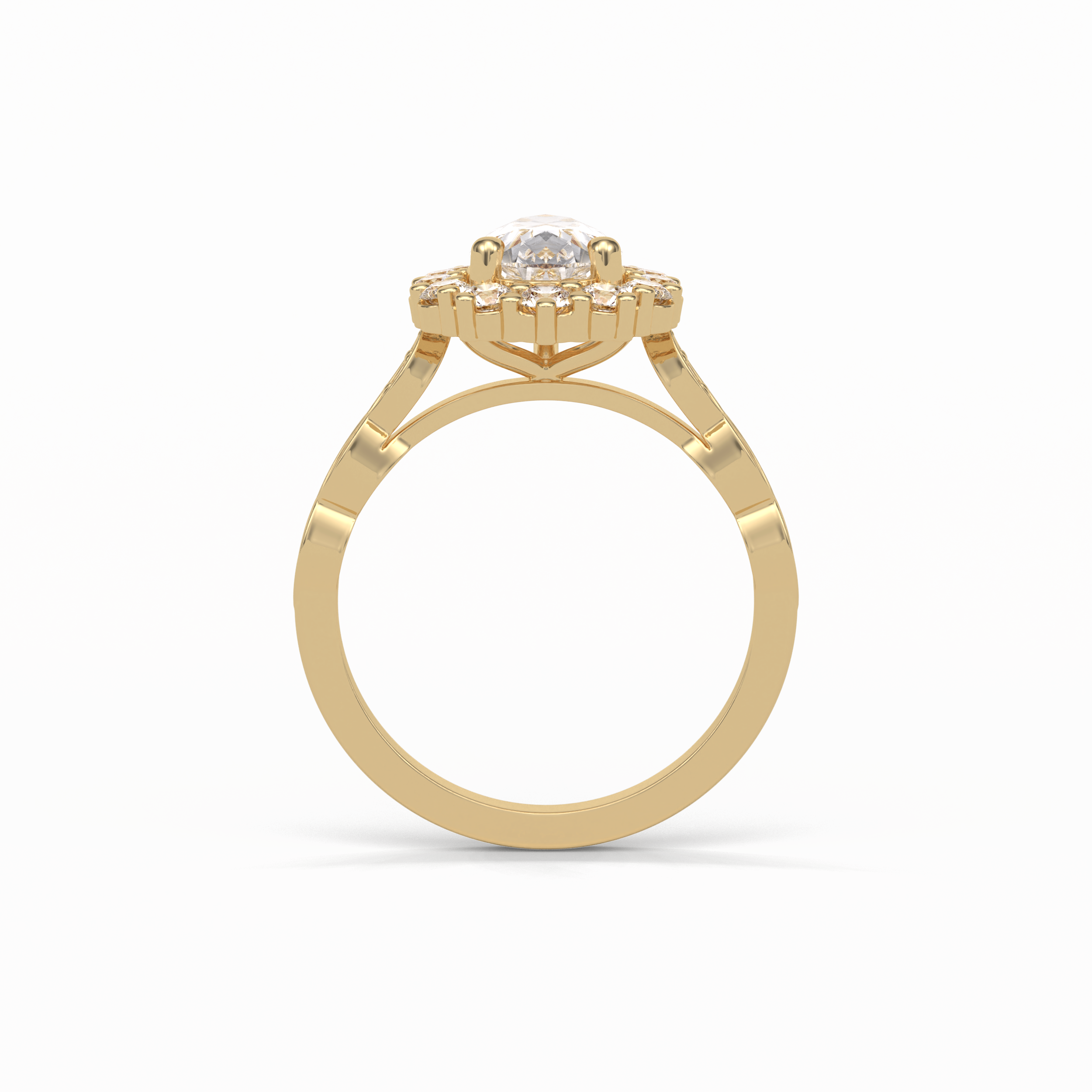 1.93 CT Pear Cut Pave & Halo Style Moissanite Engagement Ring 19