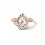 1.93 CT Pear Cut Pave & Halo Style Moissanite Engagement Ring 15