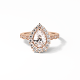 1.93 CT Pear Cut Pave & Halo Style Moissanite Engagement Ring 15