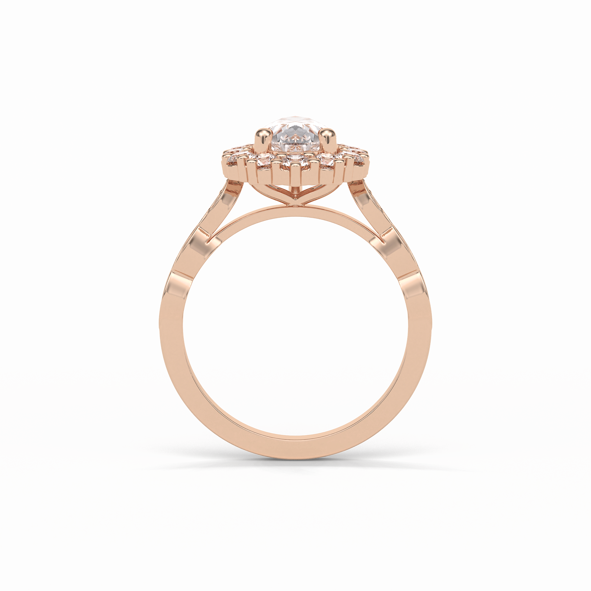 1.93 CT Pear Cut Pave & Halo Style Moissanite Engagement Ring 9