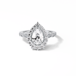 1.93 CT Pear Cut Pave & Halo Style Moissanite Engagement Ring 1
