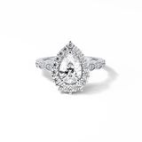 1.93 CT Pear Cut Pave & Halo Style Moissanite Engagement Ring 1