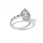 1.93 CT Pear Cut Pave & Halo Style Moissanite Engagement Ring 6