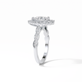 1.93 CT Pear Cut Pave & Halo Style Moissanite Engagement Ring 3