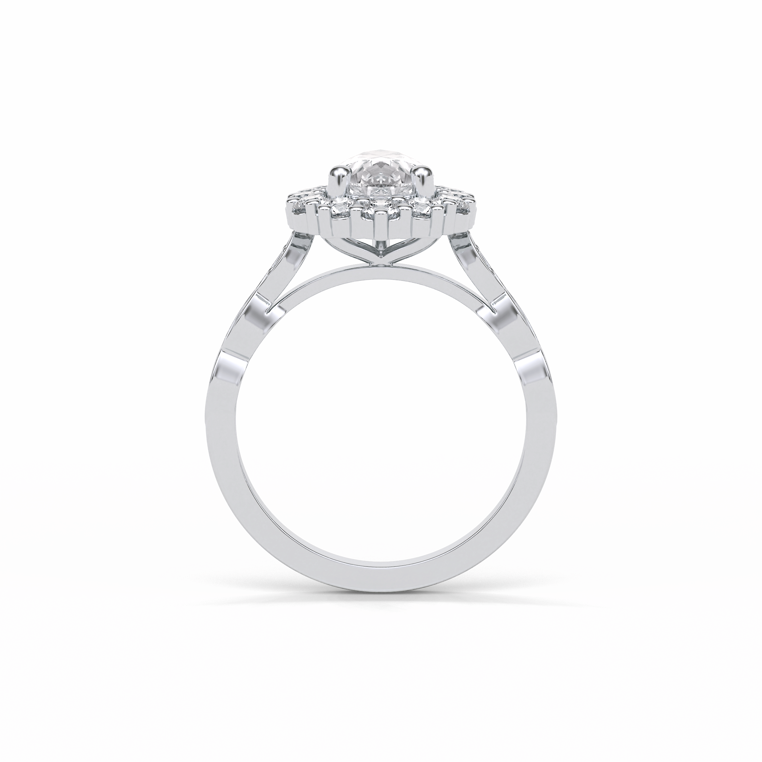 1.93 CT Pear Cut Pave & Halo Style Moissanite Engagement Ring 5