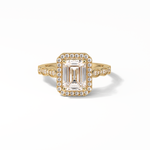 1.91 CT Emerald Cut Pave & Halo Style Moissanite Engagement Ring 15