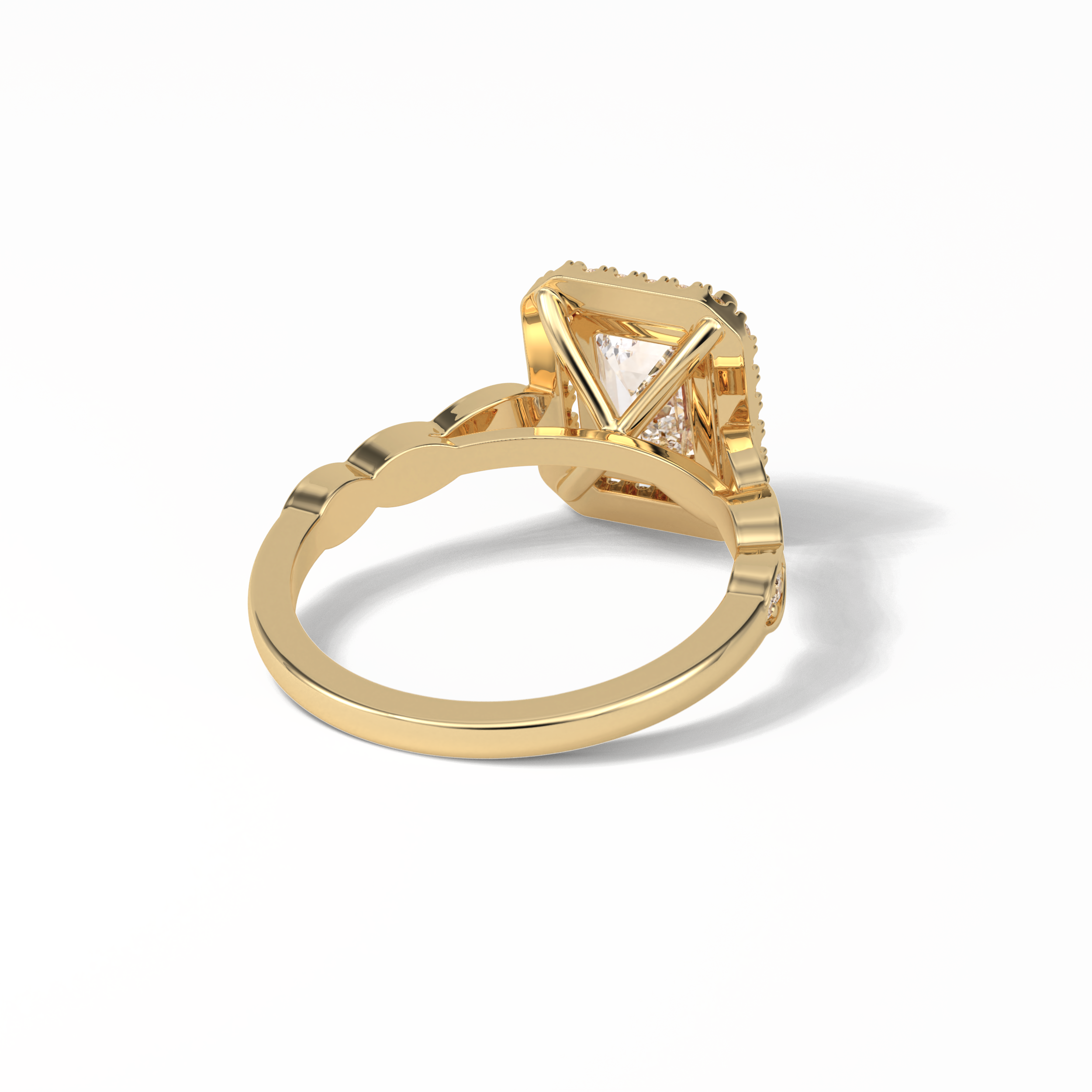 1.91 CT Emerald Cut Pave & Halo Style Moissanite Engagement Ring 18