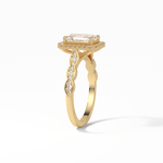 1.91 CT Emerald Cut Pave & Halo Style Moissanite Engagement Ring 21