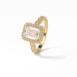 1.91 CT Emerald Cut Pave & Halo Style Moissanite Engagement Ring 13