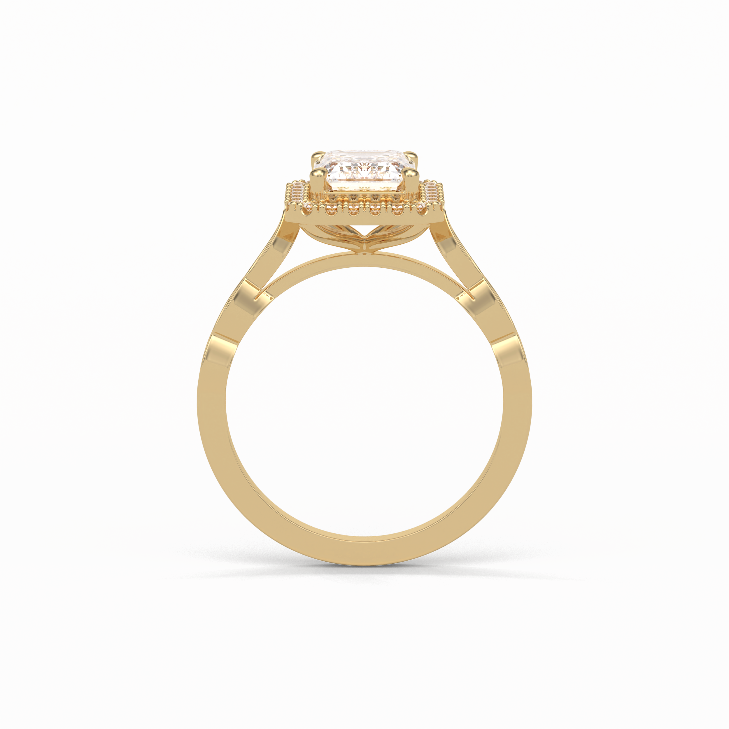 1.91 CT Emerald Cut Pave & Halo Style Moissanite Engagement Ring 14