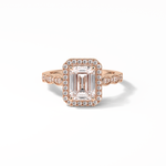 1.91 CT Emerald Cut Pave & Halo Style Moissanite Engagement Ring 8