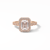 1.91 CT Emerald Cut Pave & Halo Style Moissanite Engagement Ring 8
