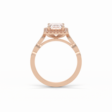 1.91 CT Emerald Cut Pave & Halo Style Moissanite Engagement Ring 12