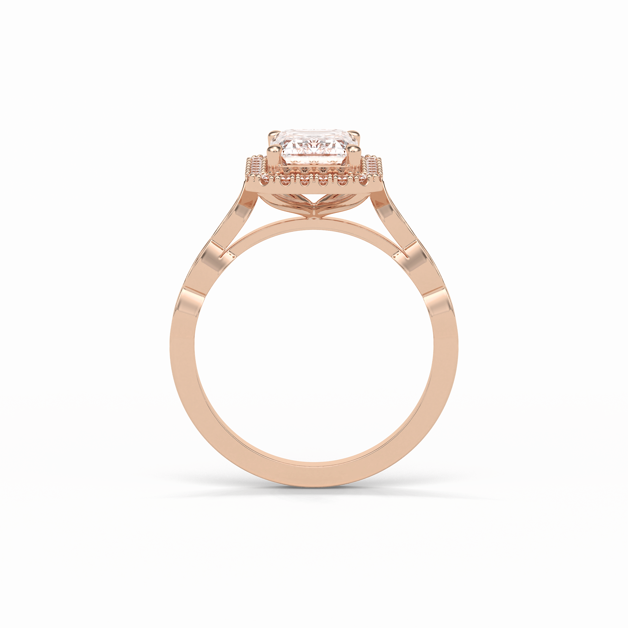 1.91 CT Emerald Cut Pave & Halo Style Moissanite Engagement Ring 12