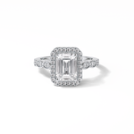 1.91 CT Emerald Cut Pave & Halo Style Moissanite Engagement Ring 1