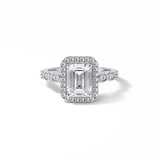 1.91 CT Emerald Cut Pave & Halo Style Moissanite Engagement Ring 1