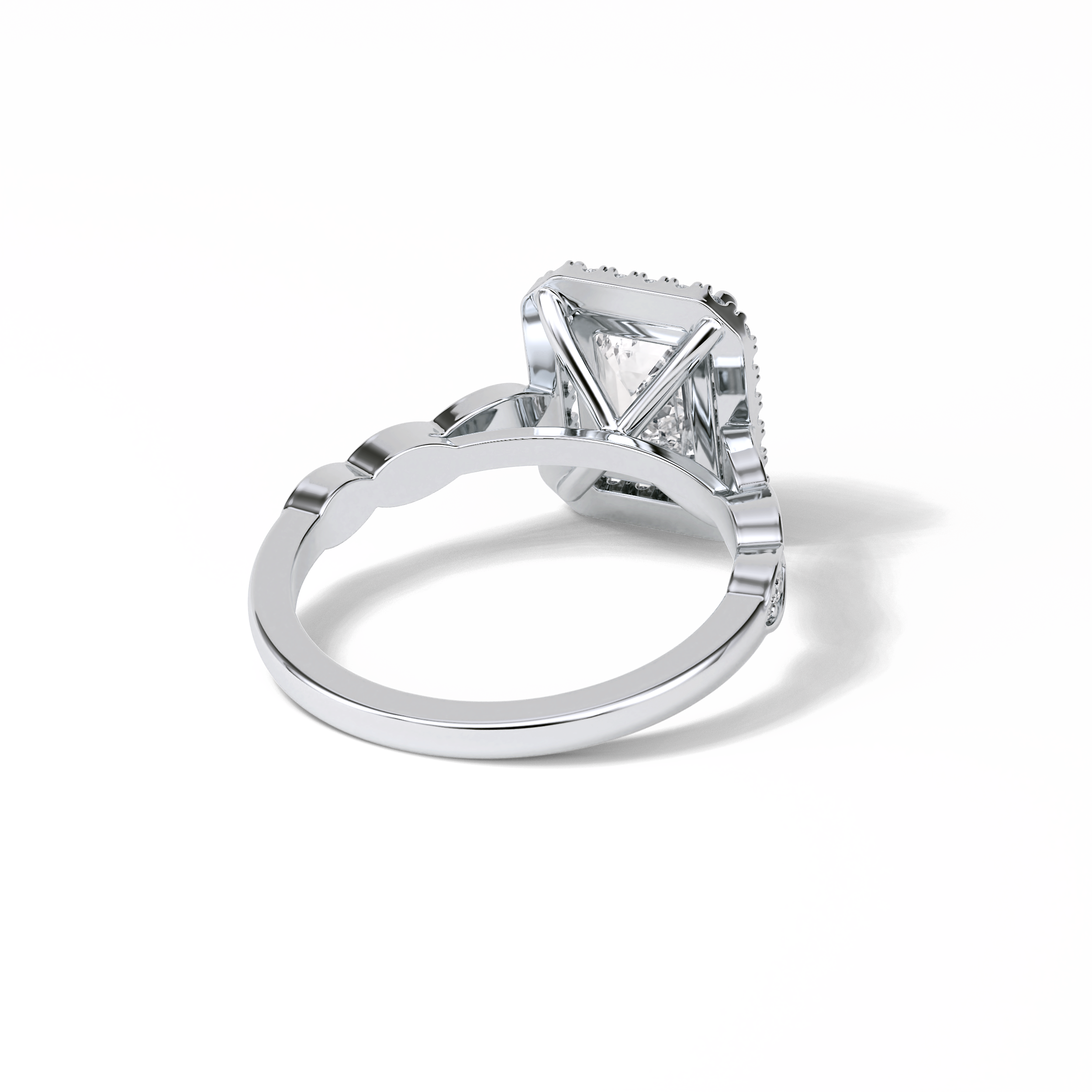 1.91 CT Emerald Cut Pave & Halo Style Moissanite Engagement Ring 4