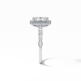 1.91 CT Emerald Cut Pave & Halo Style Moissanite Engagement Ring 6