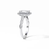 1.91 CT Emerald Cut Pave & Halo Style Moissanite Engagement Ring 7