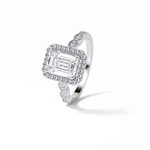 1.91 CT Emerald Cut Pave & Halo Style Moissanite Engagement Ring 2