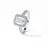 1.91 CT Emerald Cut Pave & Halo Style Moissanite Engagement Ring 2