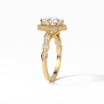 2.10 CT Cushion Cut Pave & Halo Style Moissanite Engagement Ring 17