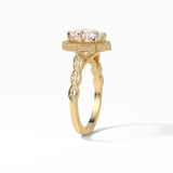 2.10 CT Cushion Cut Pave & Halo Style Moissanite Engagement Ring 17