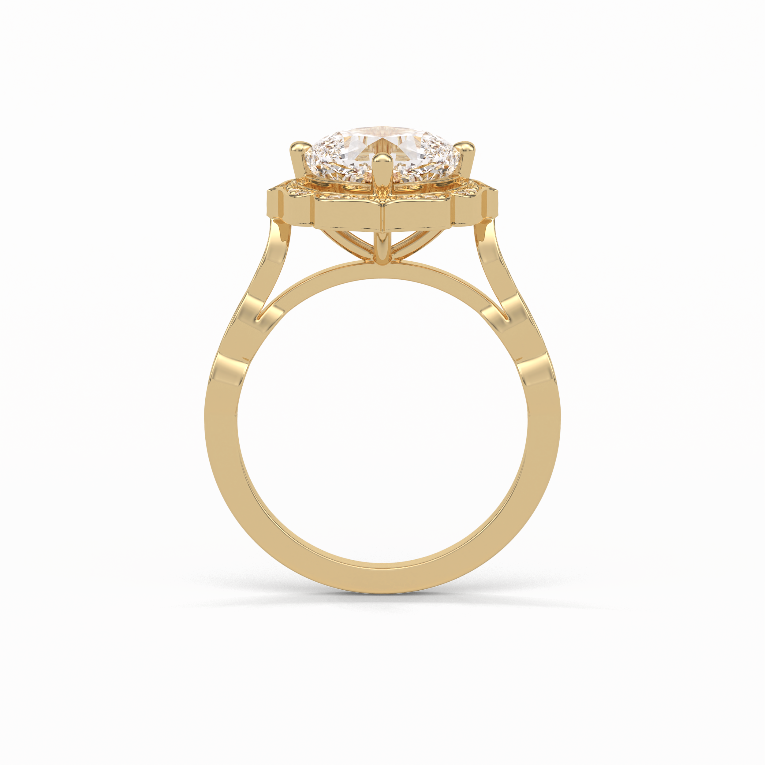 2.10 CT Cushion Cut Pave & Halo Style Moissanite Engagement Ring 19