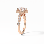 2.10 CT Cushion Cut Pave & Halo Style Moissanite Engagement Ring 13