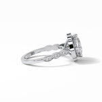 2.10 CT Cushion Cut Pave & Halo Style Moissanite Engagement Ring 6