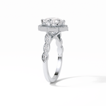 2.10 CT Cushion Cut Pave & Halo Style Moissanite Engagement Ring 2