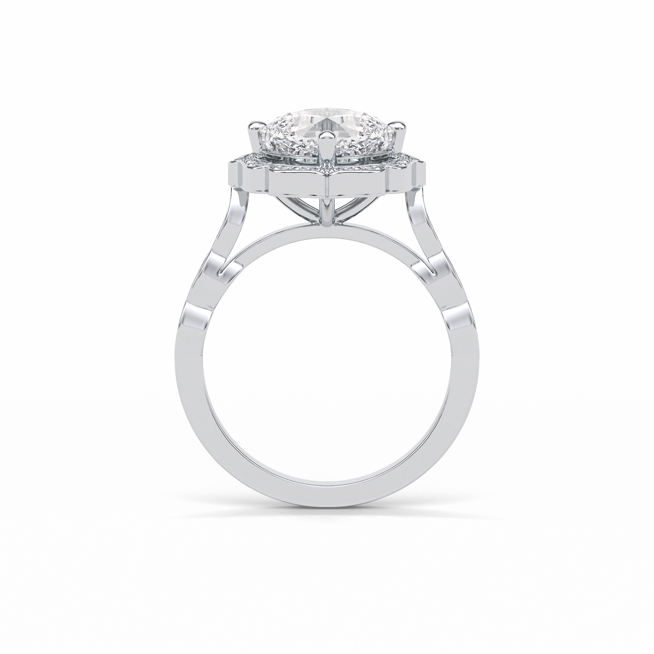 2.10 CT Cushion Cut Pave & Halo Style Moissanite Engagement Ring 3