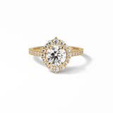 1.25 CT Round Cut Pave & Halo Style Moissanite Engagement Ring 8