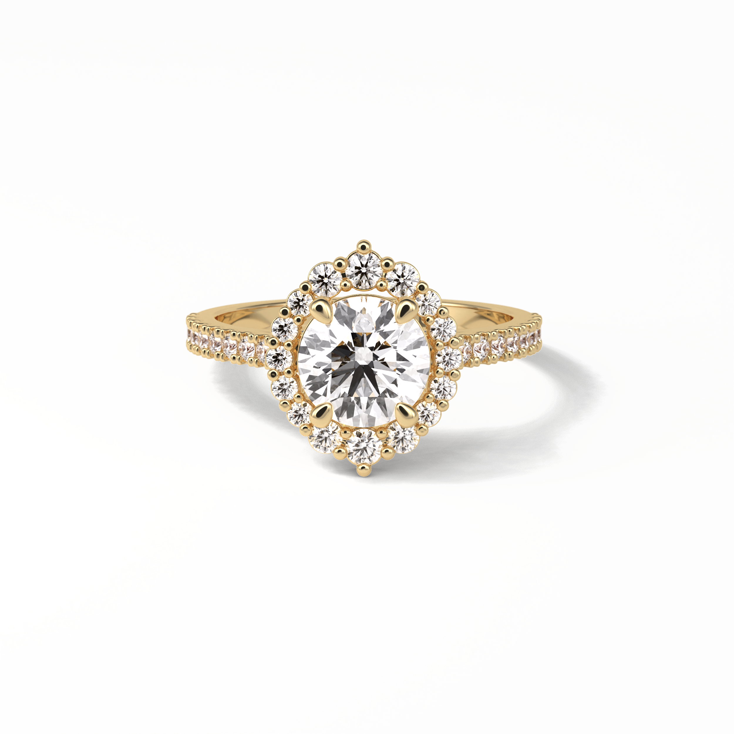 1.25 CT Round Cut Pave & Halo Style Moissanite Engagement Ring 8